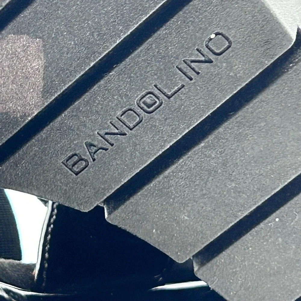 Bandolino Mateja Sandals Womens 9.5‎ Black Woven Patent Wedge Platform Lug Sole